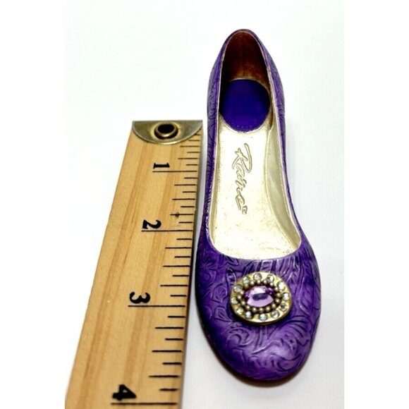 Just The Right Shoe Jewelled Plum by Lorraine Vail, VTG Purple Mini Heel Decor - Picture 8 of 8